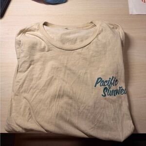 Pacific Sunwear Cream Tee with Teal Logo